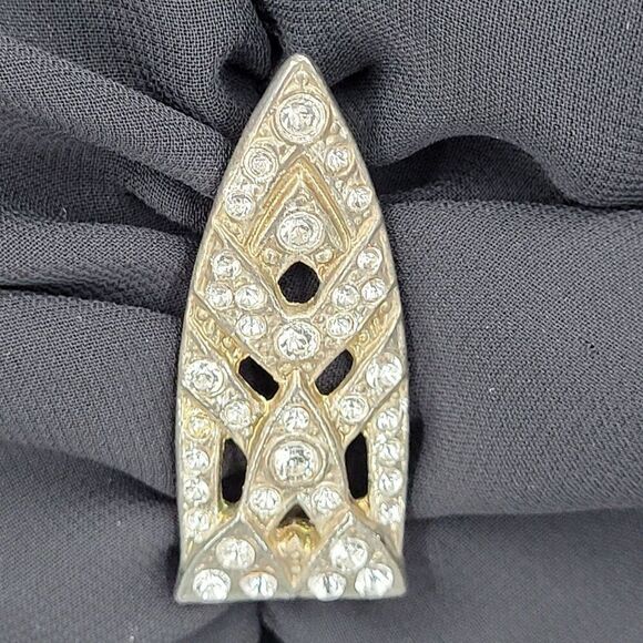 Vntage Black Velour Stretch Gown Sz 18 Scoop Back Jeweled Pleated Slit Cocktail - Picture 8 of 11